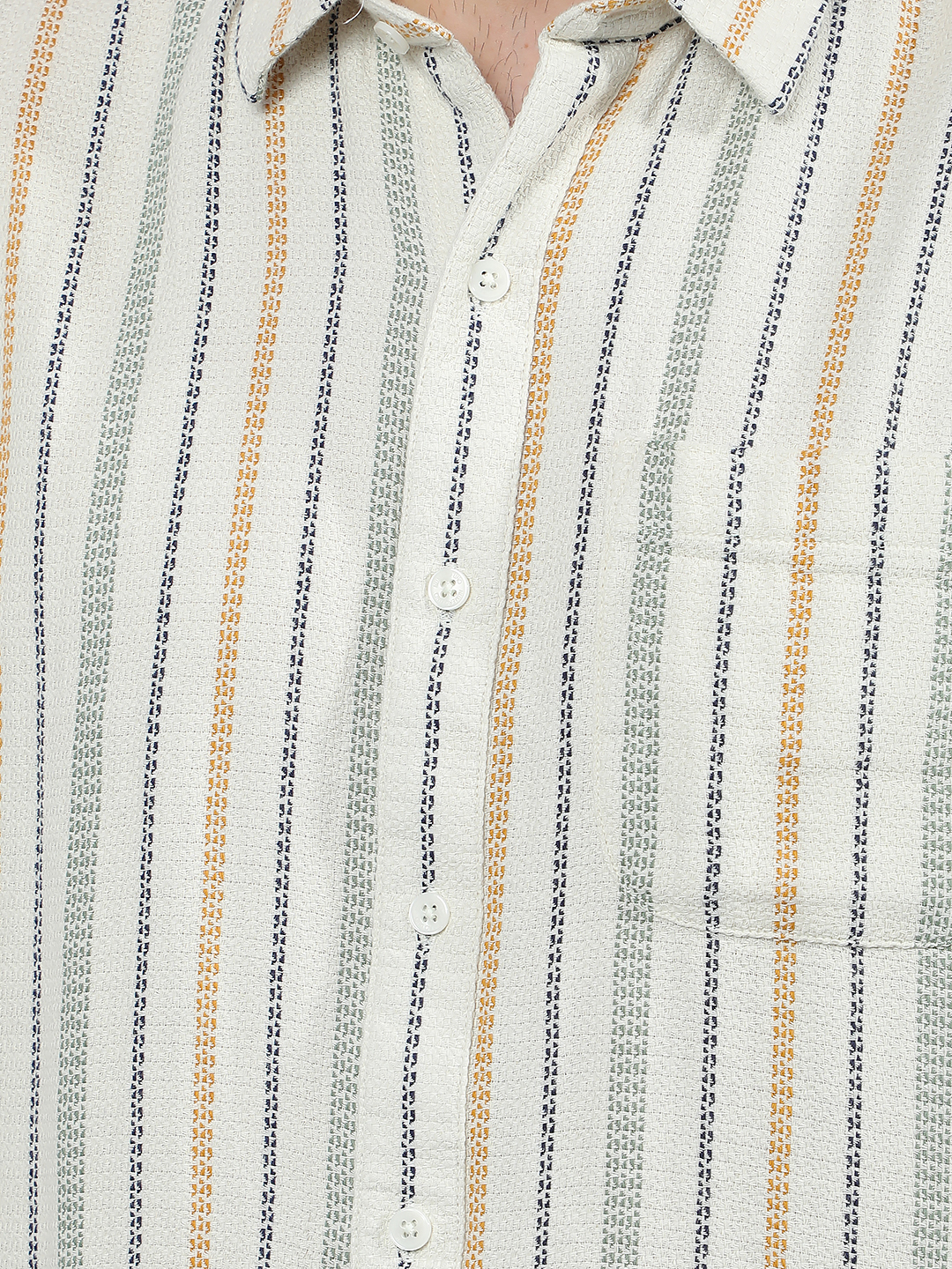 Numero Uno Men Striped White Shirt
